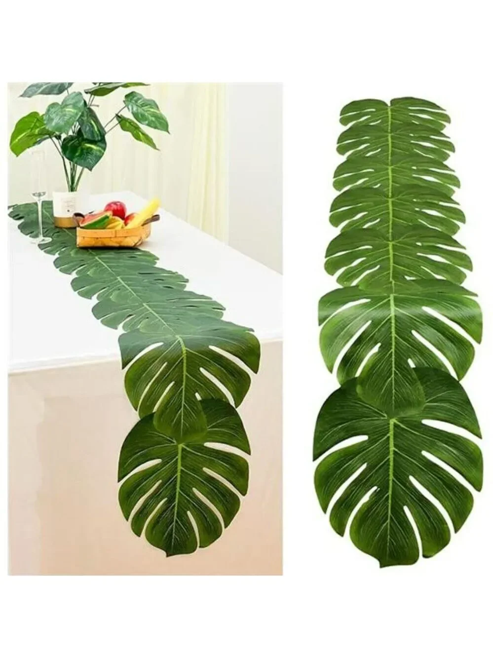 Artificial palm leaves table runner tropical luau jungle wedding party decor 72